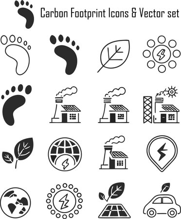 Ecology and environment icons set. Vector illustration. Black and whiteのイラスト素材