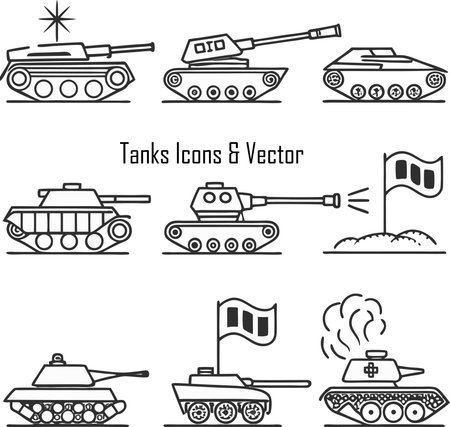 Set of tanks icons. Vector illustration isolated on a white background.のイラスト素材