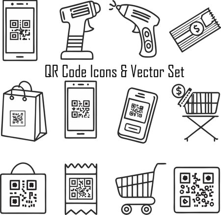 qr code scan icon set, vector illustration eps10 graphicのイラスト素材