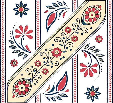Floral pattern in ukrainian ethnic style. Vector illustrationのイラスト素材