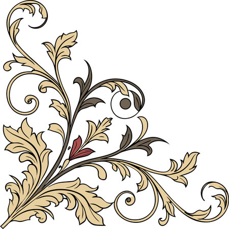 Illustration of a decorative element with floral ornaments, vectorのイラスト素材
