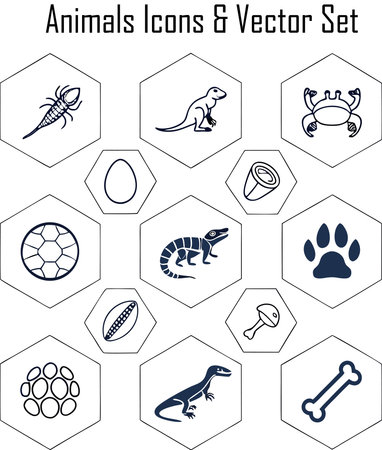 Animal Icons Set. Vector Illustration. Isolated On White Background.のイラスト素材