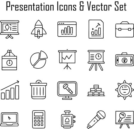 Business and finance icon set in thin line style. Vector illustration.のイラスト素材