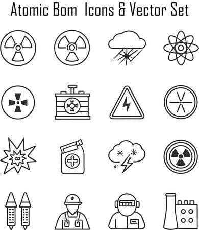Set of icons for nuclear power. Vector illustration, EPS 10.のイラスト素材