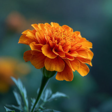 Marigold flower on a blurred background. Close-up.