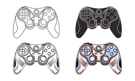 Gamepad icon in cartoon style isolated on white background. Game symbol stock vector illustration.のイラスト素材