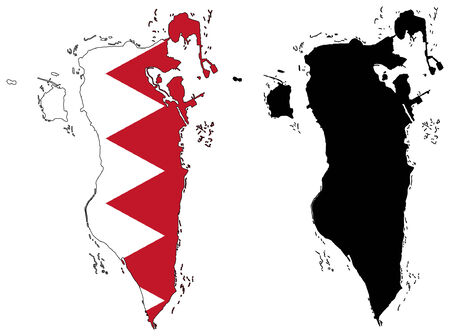 vector precise map and flag of bahrainのイラスト素材