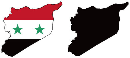 vector map and flag of syriaのイラスト素材