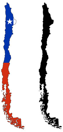 vector map and flag of chileのイラスト素材