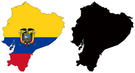 vector map and flag of ecuadorのイラスト素材