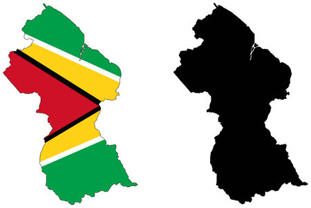 vector map and flag of guyanaのイラスト素材