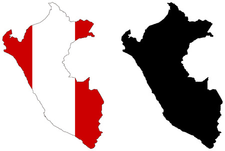 vector map and flag of peruのイラスト素材