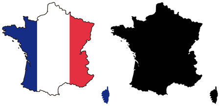 vector map and flag of franceのイラスト素材