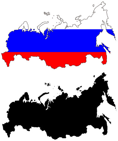 vector map and flag of russiaのイラスト素材