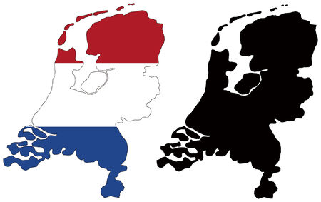 vector map and flag of netherlandsのイラスト素材