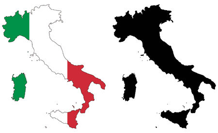 vector map and flag of italyのイラスト素材