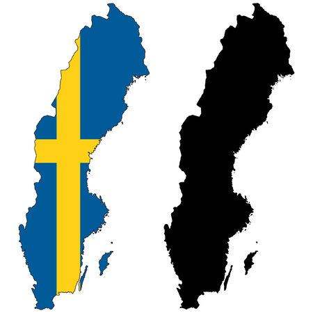 vector map and flag of swedenのイラスト素材