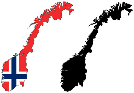 vector map and flag of norwayのイラスト素材