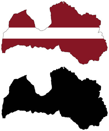 vector map and flag of latviaのイラスト素材