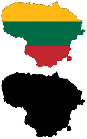 vector map and flag of lithuaniaのイラスト素材
