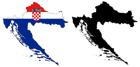 vector map and flag of croatiaのイラスト素材
