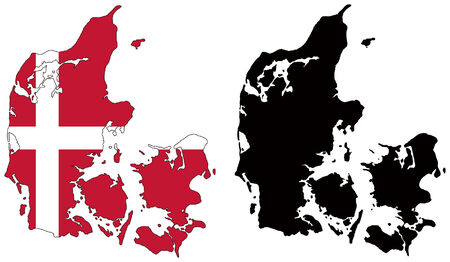 vector map and flag of denmarkのイラスト素材