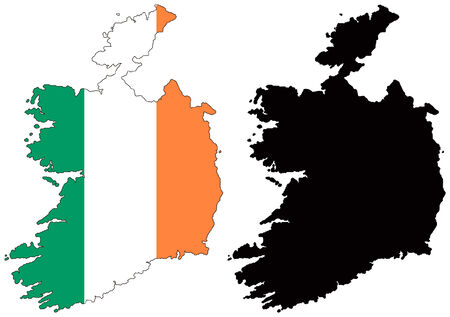 vector map and flag of irelandのイラスト素材