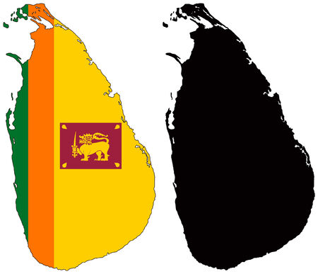 vector map and flag of sri lankaのイラスト素材
