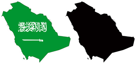 vector map and flag of saudi arabiaのイラスト素材