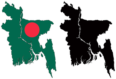 vector map and flag of bangladeshのイラスト素材