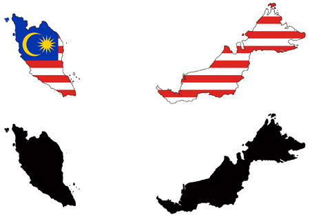 vector map and flag of malaysiaのイラスト素材