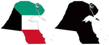 vector map and flag of kuwaitのイラスト素材