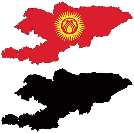 vector map and flag of kyrgyzstanのイラスト素材