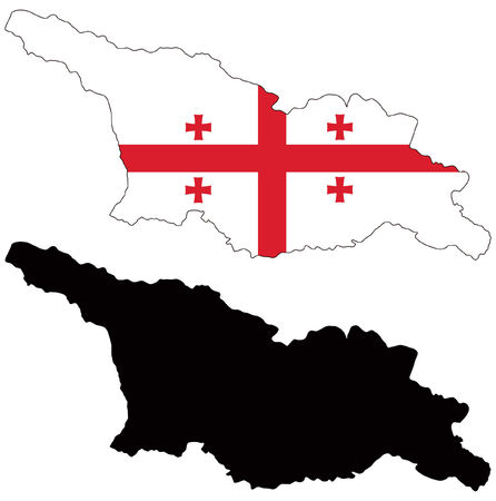 vector map and flag of georgiaのイラスト素材