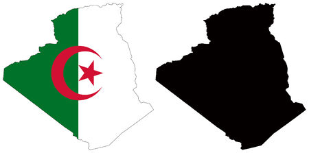 vector map and flag of algeriaのイラスト素材