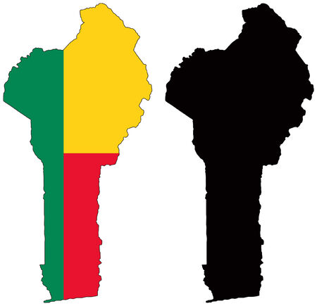 vector map and flag of beninのイラスト素材