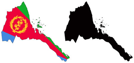 vector map and flag of eritreaのイラスト素材