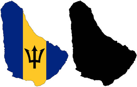 vector map and flag of Barbados with white background. のイラスト素材