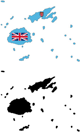 Vector map and flag of Fiji with white background.のイラスト素材