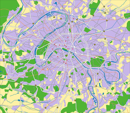 Layered vector city map of Paris France.のイラスト素材