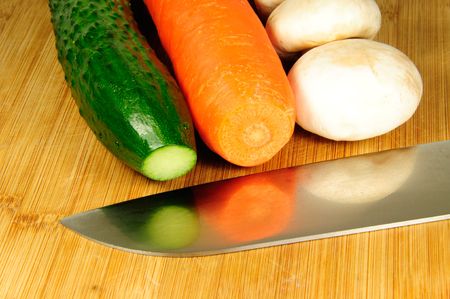 carrot cucumber and mushroomの写真素材