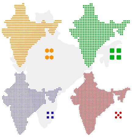 different pixel map of india.のイラスト素材