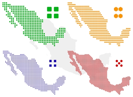 different pixel map of mexico.のイラスト素材