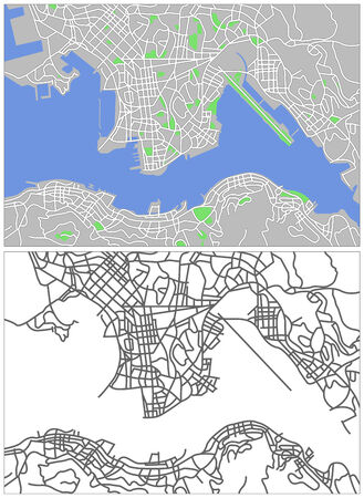 Illustration city map of Hongkong のイラスト素材