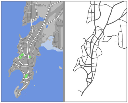 Illustration city map of Mumbaiのイラスト素材