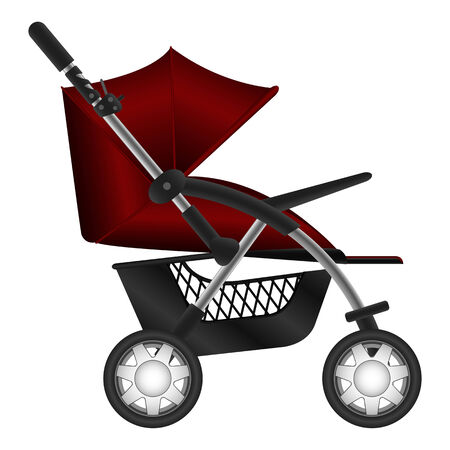 Layered illustration set of baby carriage のイラスト素材