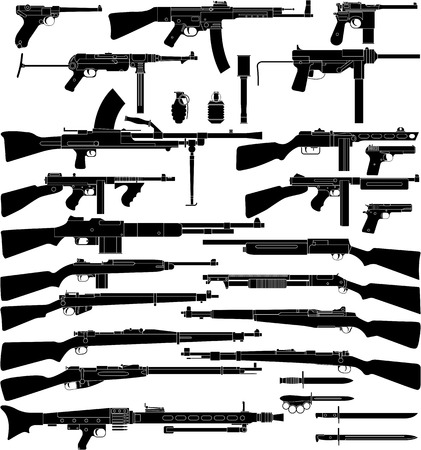 various weapons which mainly be used in World War II.のイラスト素材