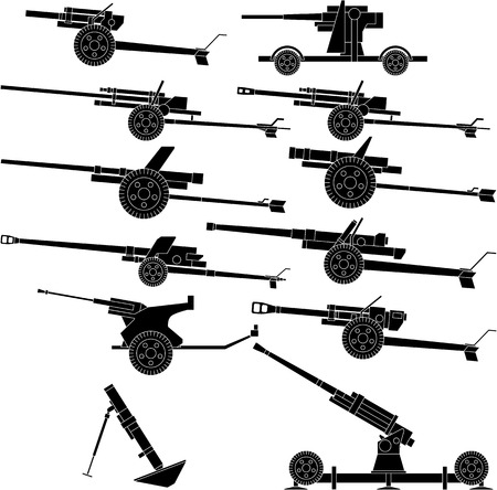 Layered vector illustration of various artillery.のイラスト素材