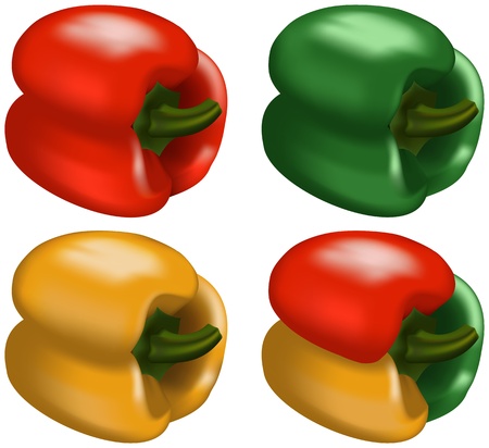 Layered vector illustration of Bellpepper with different color のイラスト素材