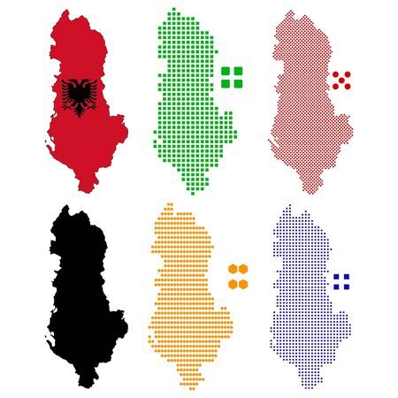 illustration pixel map of Albania.のイラスト素材